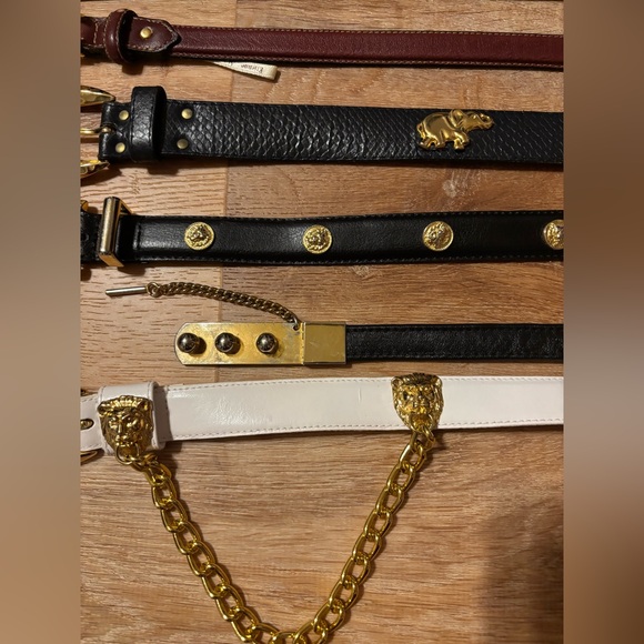 Leather vintage Belt lot 80s 90s Stylish Gold Accents handmade artisan throwback - Picture 2 of 7